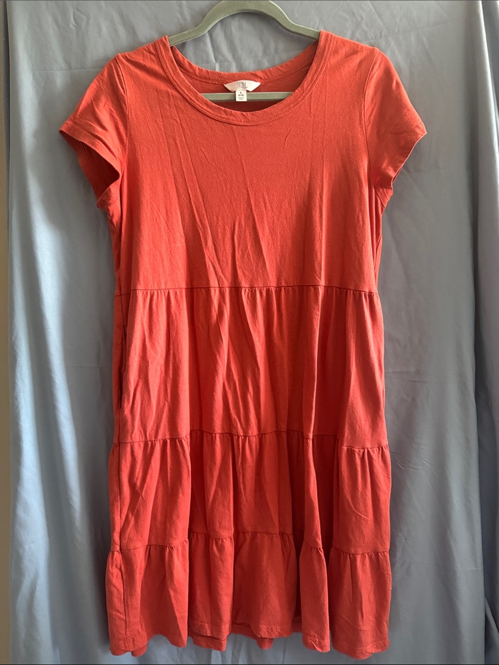 Time and Tru Coral Tiered Short-Sleeve Dress